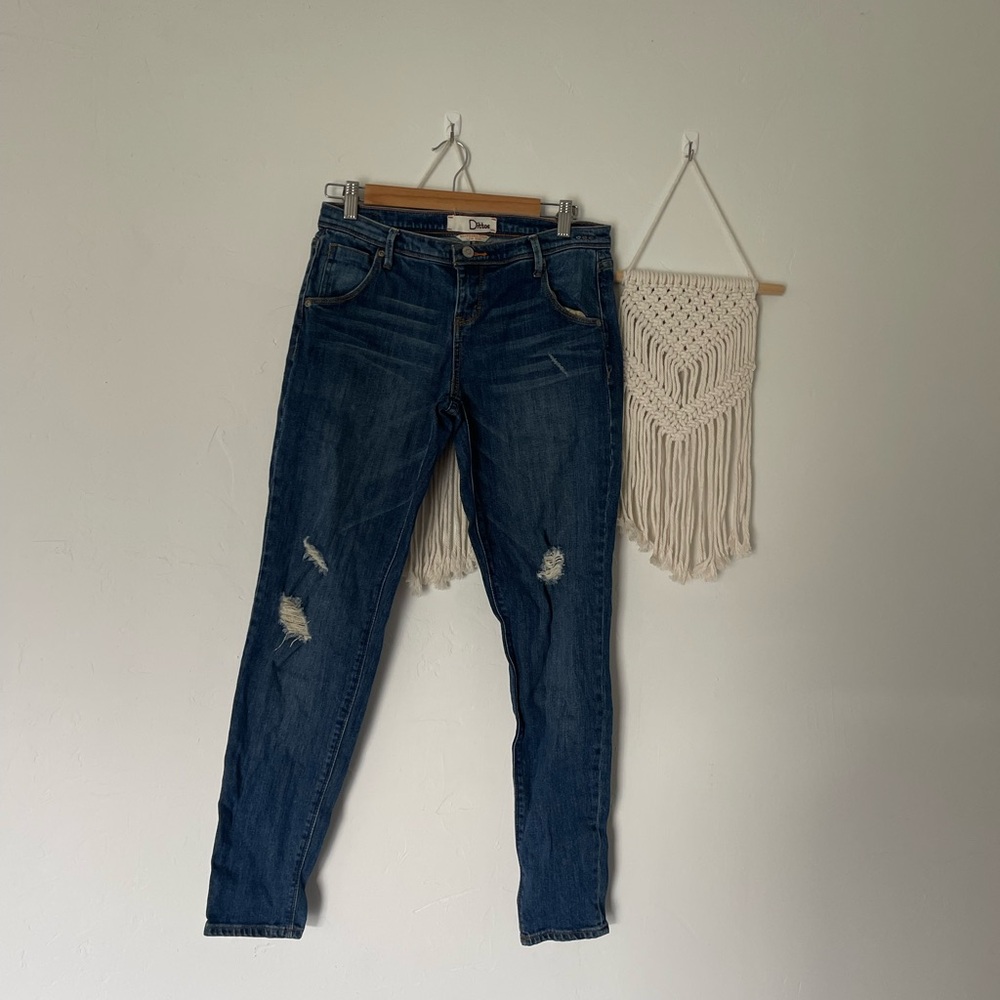 Dittos Vintage Boyfriend Crop Low Rise Distressed Jeans
